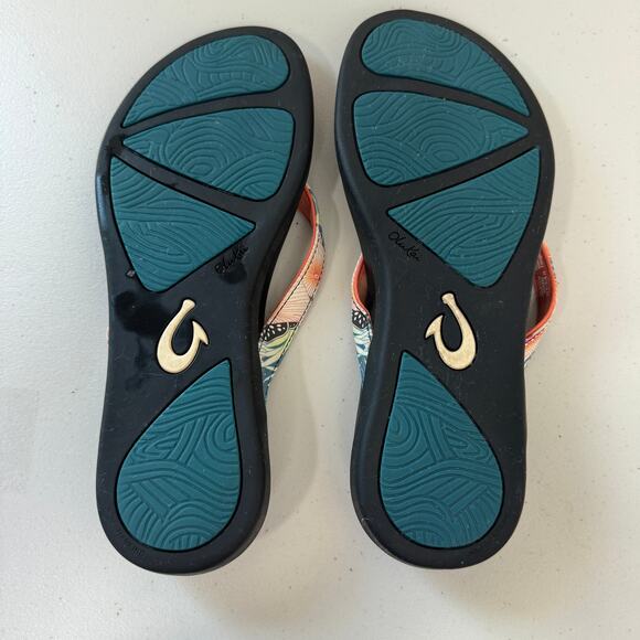 Olukai Hi'opio Hawaiian Floral Sandals Women's Size 9 Beach Resort Casual - Picture 8 of 8